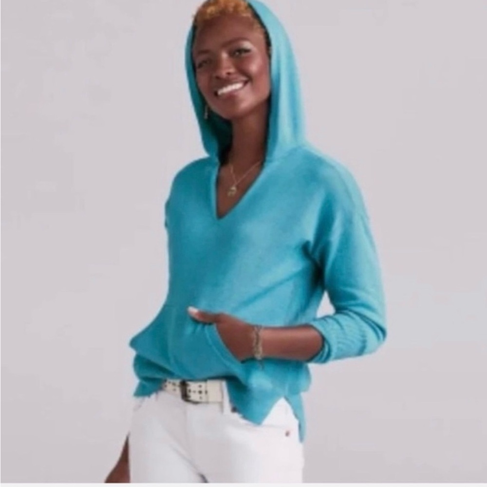 CAbi Teal Knit Hoodie w/ Pockets